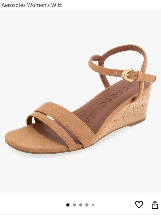 AEROSOLES Shoes - AEROSOLES WITT Cork Wedge Sandals Tan Faux Suede 6.5